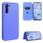 For OPPO Reno3 A(Japanese Version) Carbon Fiber Texture Horizontal Flip TPU + PC + PU Leather Case with Card Slot(Blue) - 1