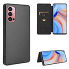 For OPPO Reno4 Pro 5G Carbon Fiber Texture Horizontal Flip TPU + PC + PU Leather Case with Card Slot(Black) - 1