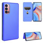 For OPPO Reno4 Pro 5G Carbon Fiber Texture Horizontal Flip TPU + PC + PU Leather Case with Card Slot(Blue) - 1