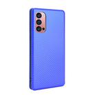For OPPO Reno4 Pro 5G Carbon Fiber Texture Horizontal Flip TPU + PC + PU Leather Case with Card Slot(Blue) - 3