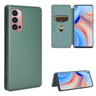 For OPPO Reno4 Pro 5G Carbon Fiber Texture Horizontal Flip TPU + PC + PU Leather Case with Card Slot(Green) - 1