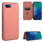 For OPPO Reno A Carbon Fiber Texture Horizontal Flip TPU + PC + PU Leather Case with Card Slot(Brown) - 1