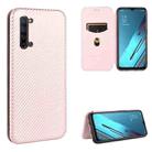 For OPPO Reno3 5G / Find X2 Lite Carbon Fiber Texture Horizontal Flip TPU + PC + PU Leather Case with Card Slot(Pink) - 1