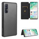 For OPPO Reno3 5G (Japanese Version) Carbon Fiber Texture Horizontal Flip TPU + PC + PU Leather Case with Card Slot(Black) - 1