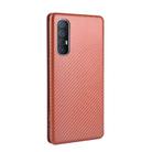 For OPPO Reno3 5G (Japanese Version) Carbon Fiber Texture Horizontal Flip TPU + PC + PU Leather Case with Card Slot(Brown) - 3