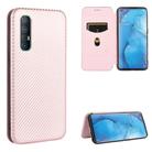 For OPPO Reno3 Pro 5G / Find X2 Neo Carbon Fiber Texture Horizontal Flip TPU + PC + PU Leather Case with Card Slot(Pink) - 1