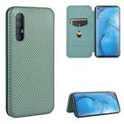 For OPPO Reno3 Pro 5G / Find X2 Neo Carbon Fiber Texture Horizontal Flip TPU + PC + PU Leather Case with Card Slot(Green) - 1