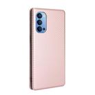 For OPPO Reno4 4G Carbon Fiber Texture Horizontal Flip TPU + PC + PU Leather Case with Card Slot(Pink) - 3