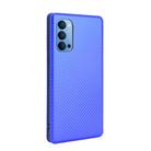 For OPPO Reno4 4G Carbon Fiber Texture Horizontal Flip TPU + PC + PU Leather Case with Card Slot(Blue) - 3