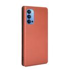 For OPPO Reno4 5G Carbon Fiber Texture Horizontal Flip TPU + PC + PU Leather Case with Card Slot(Brown) - 3