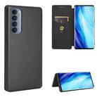 For OPPO Reno4 Pro 4G Carbon Fiber Texture Horizontal Flip TPU + PC + PU Leather Case with Card Slot(Black) - 1