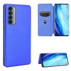 For OPPO Reno4 Pro 4G Carbon Fiber Texture Horizontal Flip TPU + PC + PU Leather Case with Card Slot(Blue) - 1