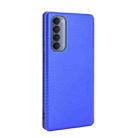 For OPPO Reno4 Pro 4G Carbon Fiber Texture Horizontal Flip TPU + PC + PU Leather Case with Card Slot(Blue) - 3