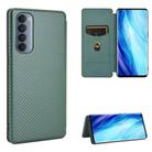 For OPPO Reno4 Pro 4G Carbon Fiber Texture Horizontal Flip TPU + PC + PU Leather Case with Card Slot(Green) - 1