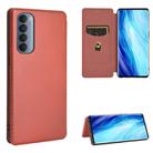 For OPPO Reno4 Pro 4G Carbon Fiber Texture Horizontal Flip TPU + PC + PU Leather Case with Card Slot(Brown) - 1