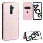 For OPPO Rnoe Ace Carbon Fiber Texture Horizontal Flip TPU + PC + PU Leather Case with Card Slot(Pink) - 1