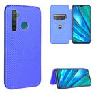 For OPPO Realme 5 Pro / Realme Q Carbon Fiber Texture Horizontal Flip TPU + PC + PU Leather Case with Card Slot(Blue) - 1