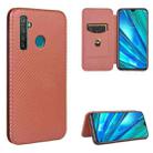 For OPPO Realme 5 Pro / Realme Q Carbon Fiber Texture Horizontal Flip TPU + PC + PU Leather Case with Card Slot(Brown) - 1