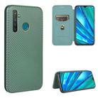 For OPPO Realme 5 / Realme 5s Carbon Fiber Texture Horizontal Flip TPU + PC + PU Leather Case with Card Slot(Green) - 1