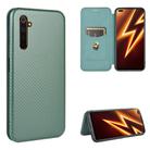 For OPPO Realme 6 Pro Carbon Fiber Texture Horizontal Flip TPU + PC + PU Leather Case with Card Slot(Green) - 1