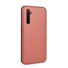 For OPPO Realme 6 Pro Carbon Fiber Texture Horizontal Flip TPU + PC + PU Leather Case with Card Slot(Brown) - 3