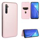 For OPPO Realme 6 Carbon Fiber Texture Horizontal Flip TPU + PC + PU Leather Case with Card Slot(Pink) - 1