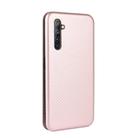 For OPPO Realme 6 Carbon Fiber Texture Horizontal Flip TPU + PC + PU Leather Case with Card Slot(Pink) - 3