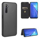 For OPPO Realme 6 Carbon Fiber Texture Horizontal Flip TPU + PC + PU Leather Case with Card Slot(Black) - 1