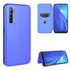 For OPPO Realme 6 Carbon Fiber Texture Horizontal Flip TPU + PC + PU Leather Case with Card Slot(Blue) - 1