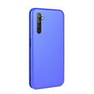 For OPPO Realme 6 Carbon Fiber Texture Horizontal Flip TPU + PC + PU Leather Case with Card Slot(Blue) - 3