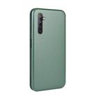 For OPPO Realme 6 Carbon Fiber Texture Horizontal Flip TPU + PC + PU Leather Case with Card Slot(Green) - 3