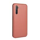 For OPPO Realme 6 Carbon Fiber Texture Horizontal Flip TPU + PC + PU Leather Case with Card Slot(Brown) - 3