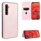 For OPPO Realme X50 Pro / X50 Pro 5G Carbon Fiber Texture Horizontal Flip TPU + PC + PU Leather Case with Card Slot(Pink) - 1
