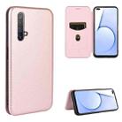 For OPPO Realme X50 / X50 5G Carbon Fiber Texture Horizontal Flip TPU + PC + PU Leather Case with Card Slot(Pink) - 1