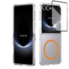 For Samsung Galaxy Z Flip7 5G lce Folding Series MagSafe Integrated Clear PC Phone Case(Orange) - 1