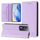 For OPPO A3 Pro 5G Global RC01 Dual-Folded Magnetic Suction RFID Leather Phone Case(Light Purple) - 1