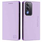 For OPPO A3 Pro 5G Global RC01 Dual-Folded Magnetic Suction RFID Leather Phone Case(Light Purple) - 2