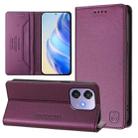 For OPPO A3x 5G / 4G / A3 5G / 4G RC01 Dual-Folded Magnetic Suction RFID Leather Phone Case(Violet) - 1