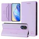 For OPPO A38 4G / A18 4G Global RC01 Dual-Folded Magnetic Suction RFID Leather Phone Case(Light Purple) - 1