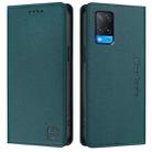 For OPPO A54 4G / A54s / A55 5G / A16 RC01 Dual-Folded Magnetic Suction RFID Leather Phone Case(Dark Green) - 2