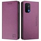 For OPPO A54 5G / A74 5G / A93 5G RC01 Dual-Folded Magnetic Suction RFID Leather Phone Case(Violet) - 2