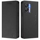 For OPPO A77 5G / A97 5G RC01 Dual-Folded Magnetic Suction RFID Leather Phone Case(Black) - 2