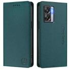 For OPPO A77 5G / A97 5G RC01 Dual-Folded Magnetic Suction RFID Leather Phone Case(Dark Green) - 2