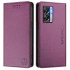 For OPPO A77 5G / A97 5G RC01 Dual-Folded Magnetic Suction RFID Leather Phone Case(Violet) - 2