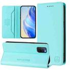 For OPPO A72 / A52 / A92 4G RC01 Dual-Folded Magnetic Suction RFID Leather Phone Case(Mint Green) - 1