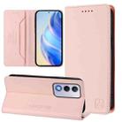 For OPPO A80 5G EU / K12x 5G RC01 Dual-Folded Magnetic Suction RFID Leather Phone Case(Pink) - 1