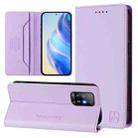 For OPPO A94 5G RC01 Dual-Folded Magnetic Suction RFID Leather Phone Case(Light Purple) - 1