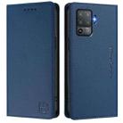 For OPPO F19 Pro RC01 Dual-Folded Magnetic Suction RFID Leather Phone Case(Dark Blue) - 2