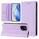 For OPPO Find X5 RC01 Dual-Folded Magnetic Suction RFID Leather Phone Case(Light Purple) - 1