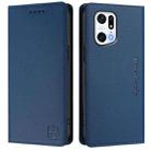 For OPPO Find X5 Pro RC01 Dual-Folded Magnetic Suction RFID Leather Phone Case(Dark Blue) - 2